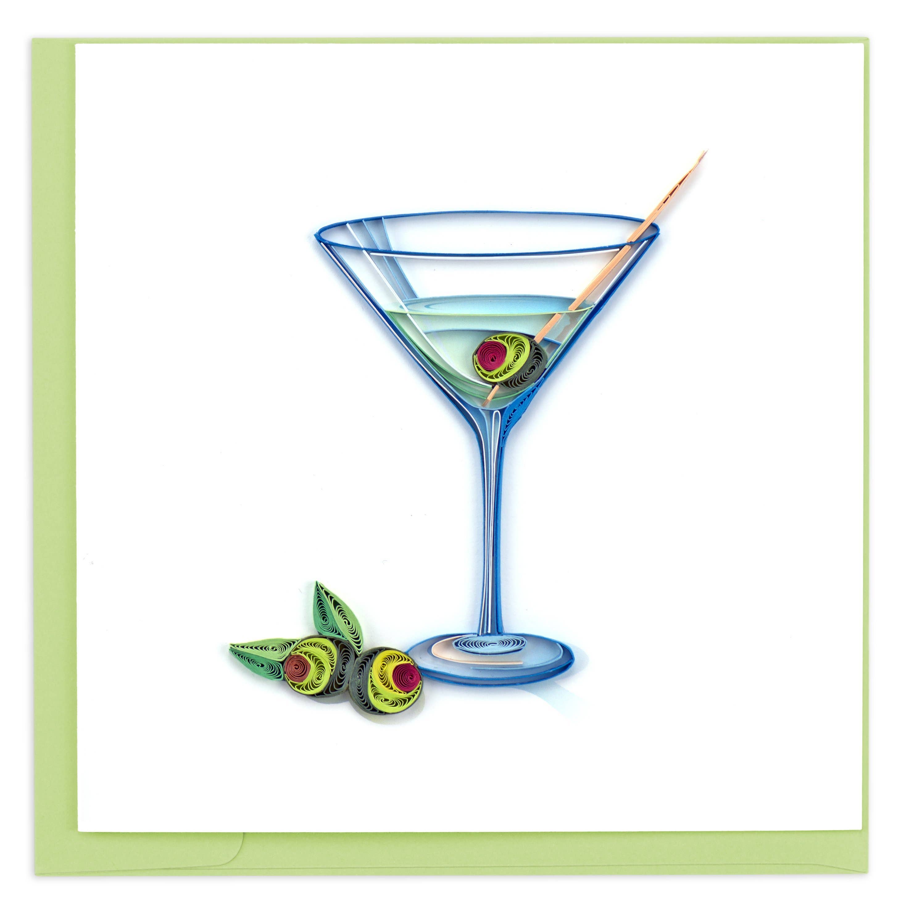 Card, Gin Martini - Quilling Card (6in sq, with envelope)
