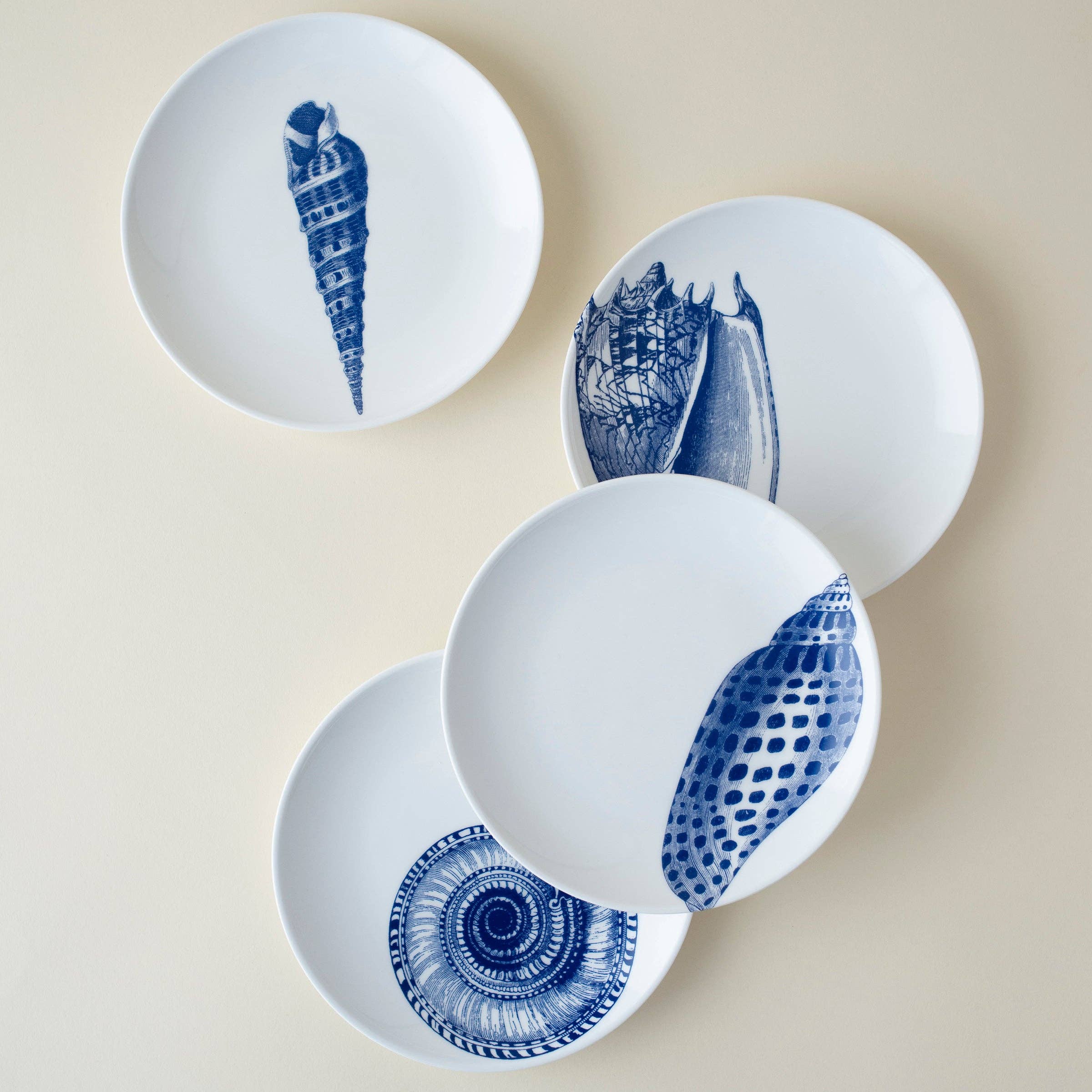 Blue Shells Canapé Plates (Set of 4, Boxed) - Caskata (6.25in)