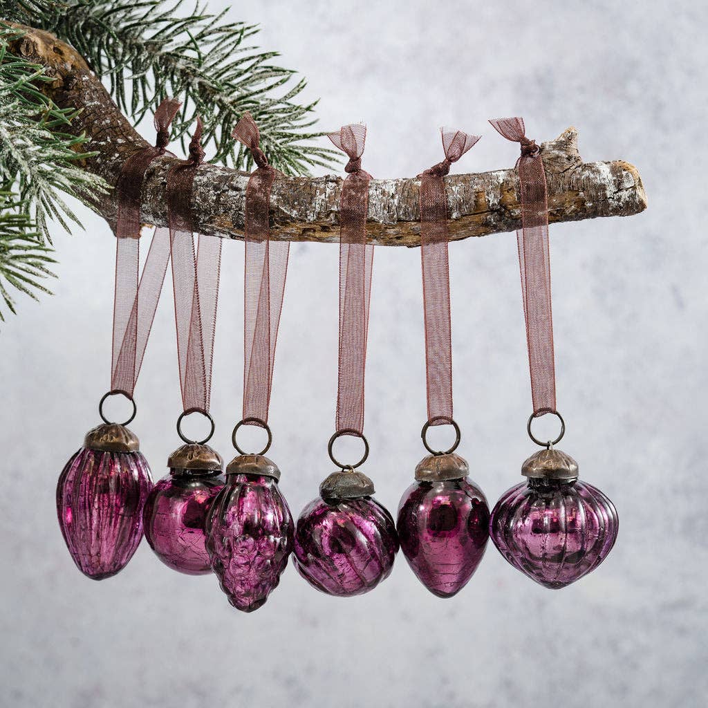 Mulberry Crackle Baubles (Set of 6)