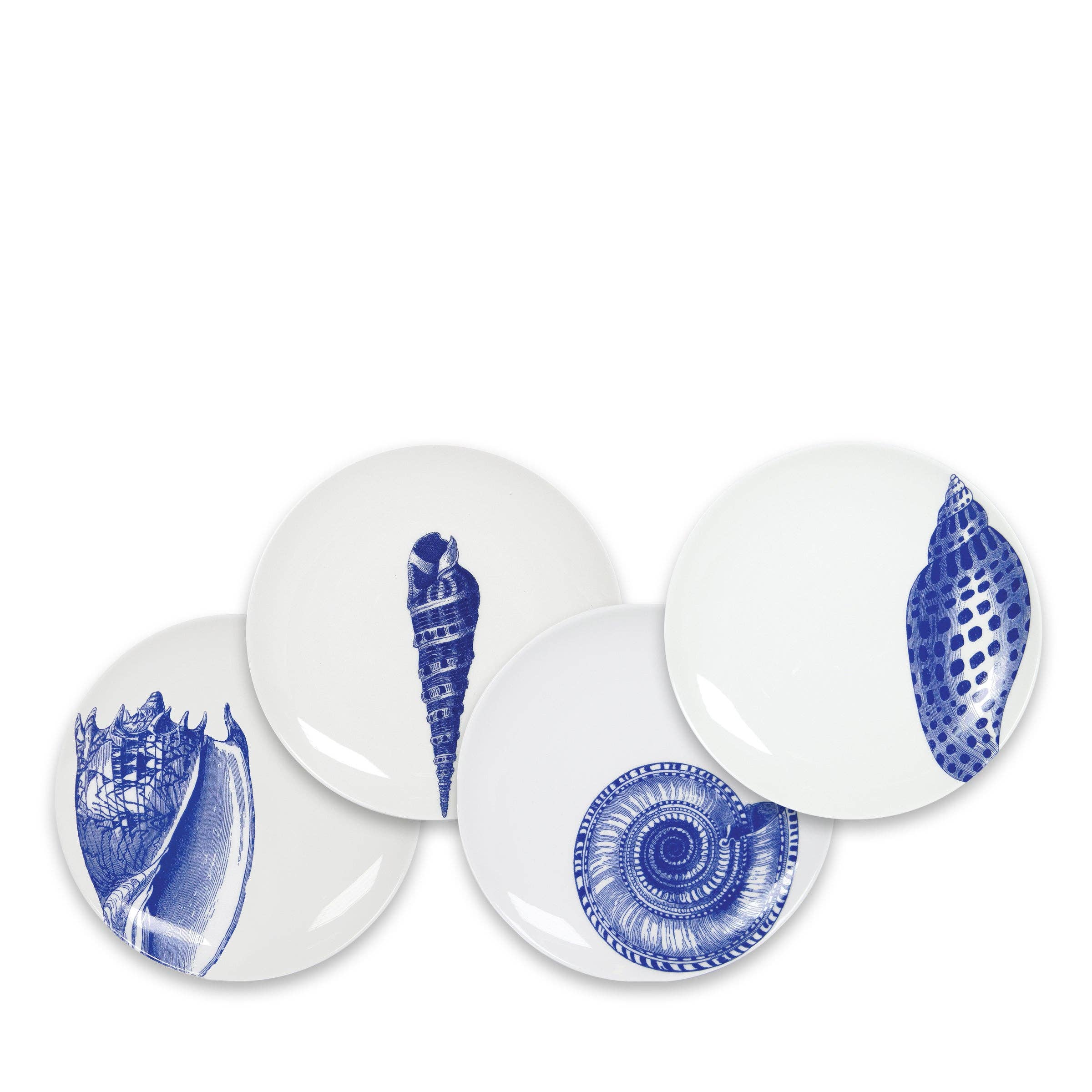 Blue Shells Canapé Plates (Set of 4, Boxed) - Caskata (6.25in)