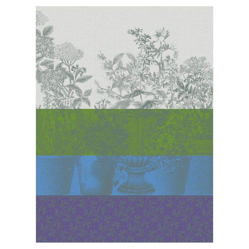Tea Towel Floraison Rayé (Blue) - Le Jacquard Français (24in x 31in)