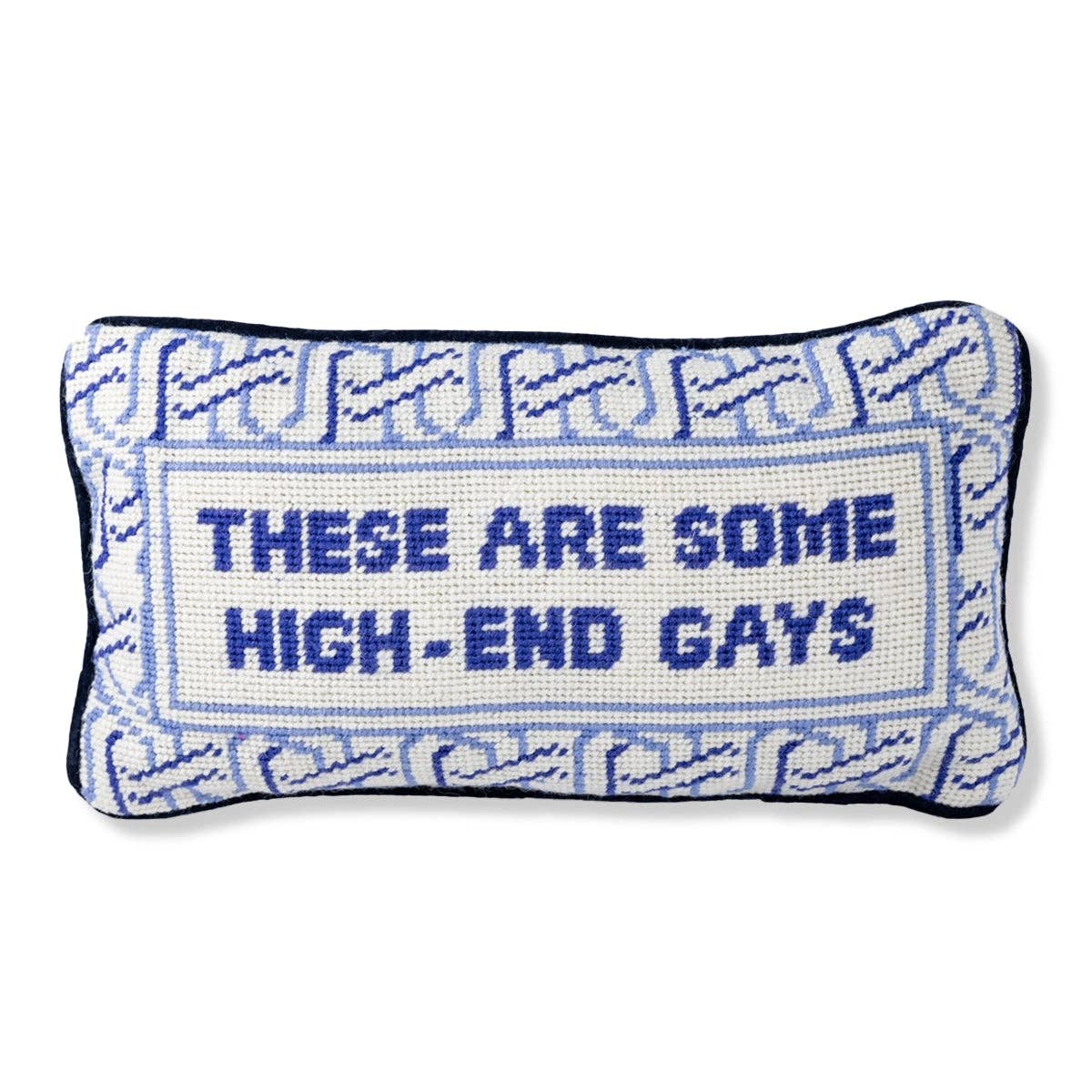 Pillow, 'High-End Gays' Needlepoint - Furbish Studio (8in x 14in)