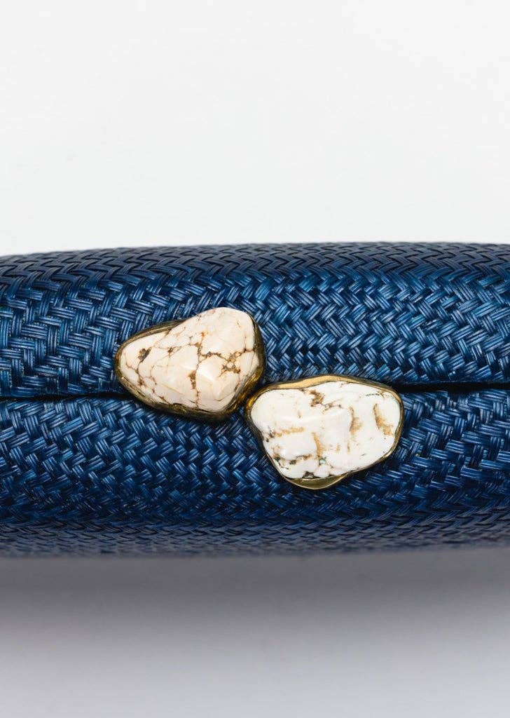 Jen White Stones Clutch, Navy - Kayu