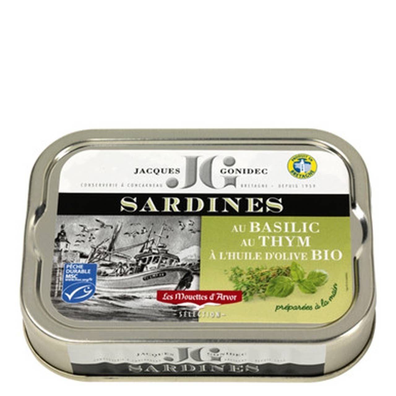 Sardines in Organic EVOO with Basil & Thyme - Jacques Gonidec (4oz / 113g)