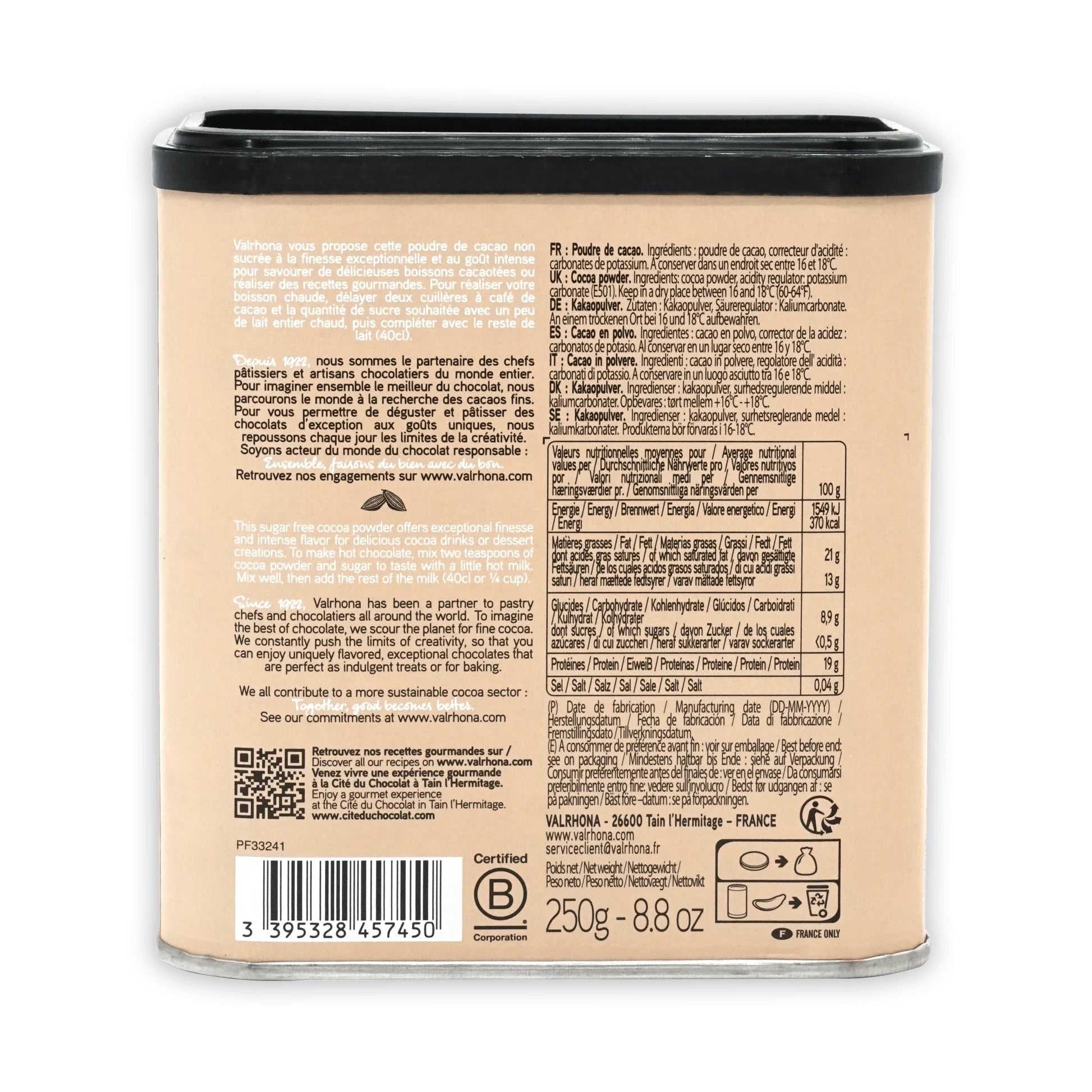 Cocoa Powder - Valrhona (88oz / 250g)