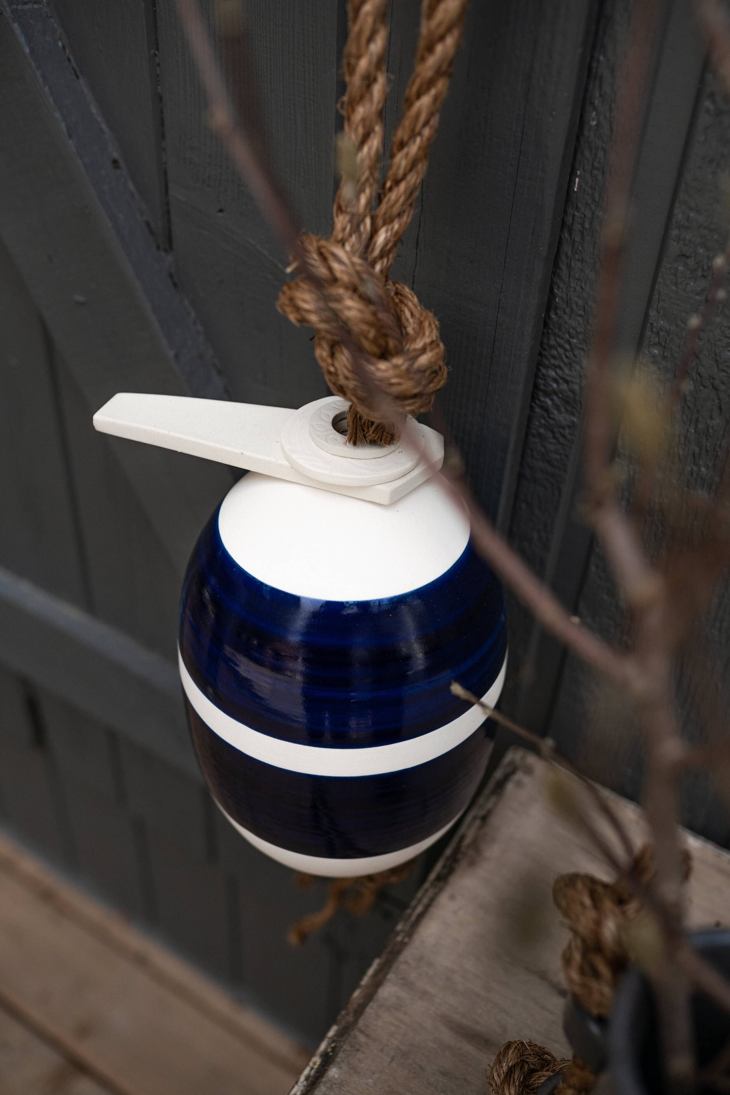 Ceramic Buoy, Navy Blue Striped