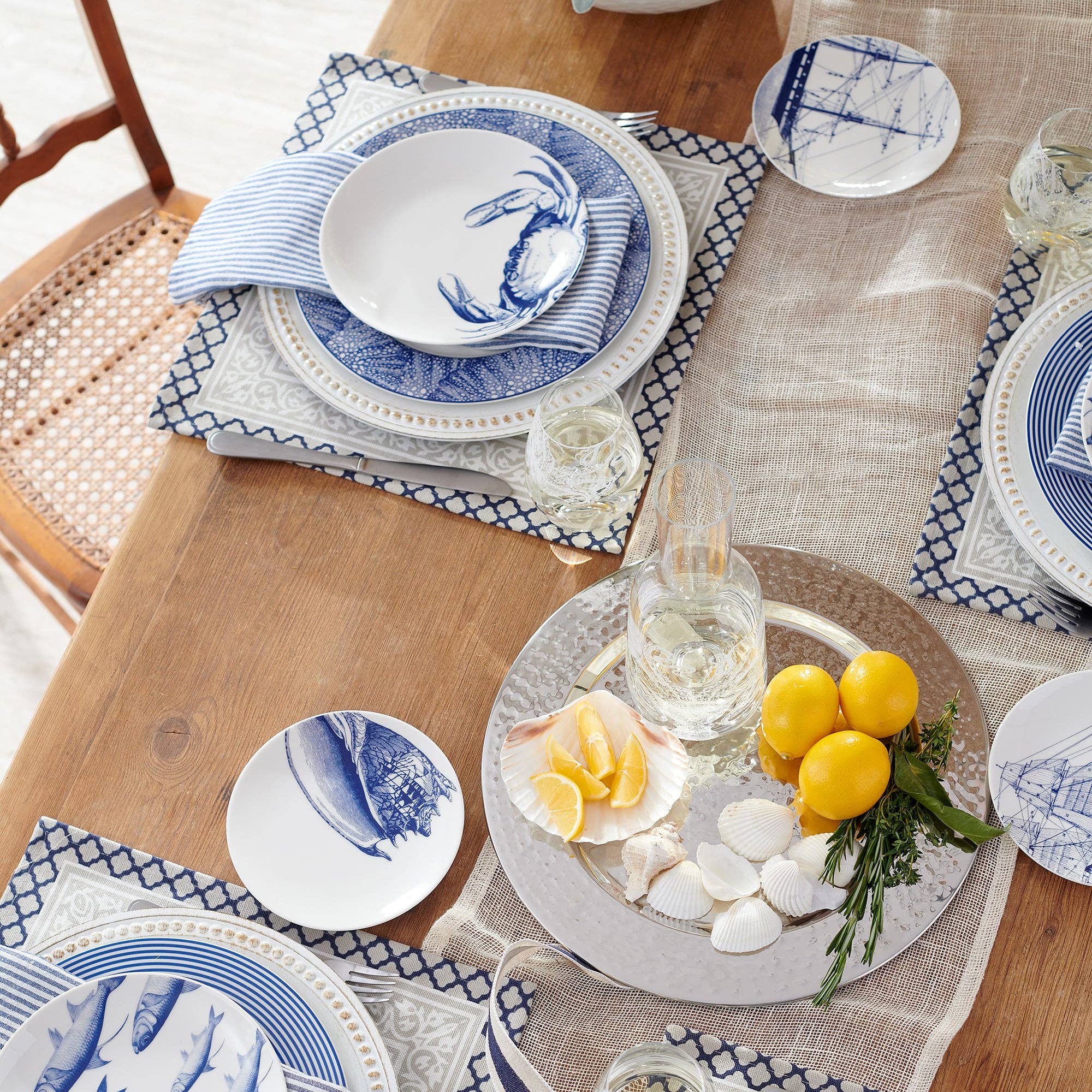 Blue Shells Canapé Plates (Set of 4, Boxed) - Caskata (6.25in)
