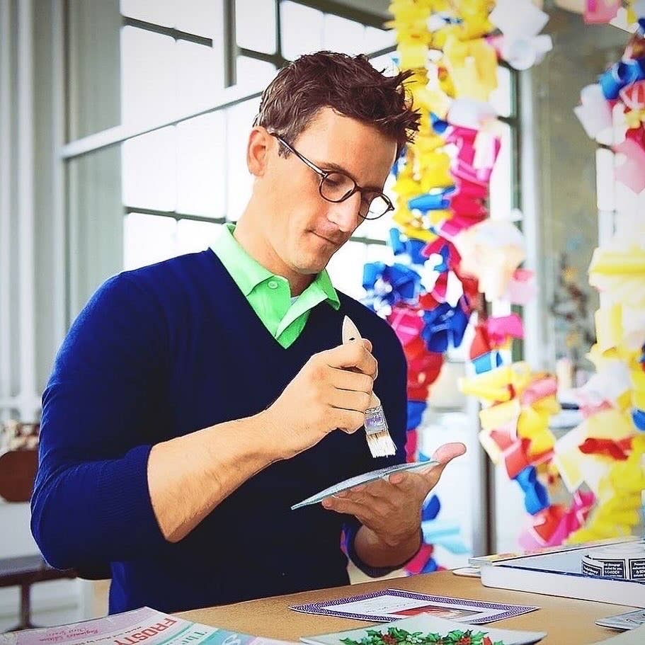 Paint Palette Decoupage Glass Tray (6in x 12in)