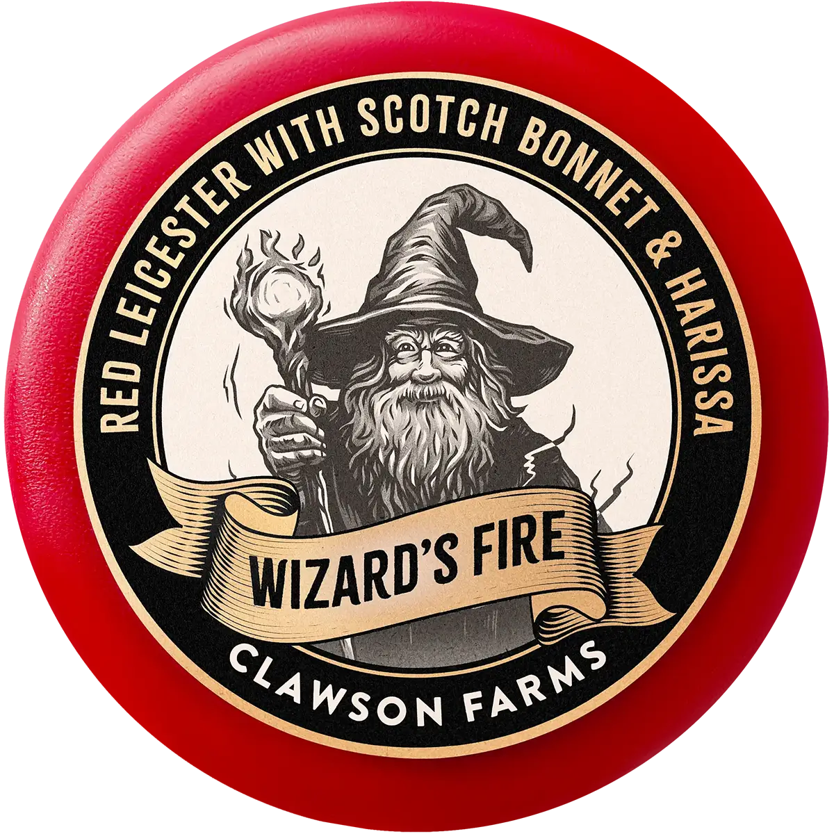 Wizard's Fire Red Leicester with Scotch Bonnet & Harissa - Clawson Farms (7oz / 200g)