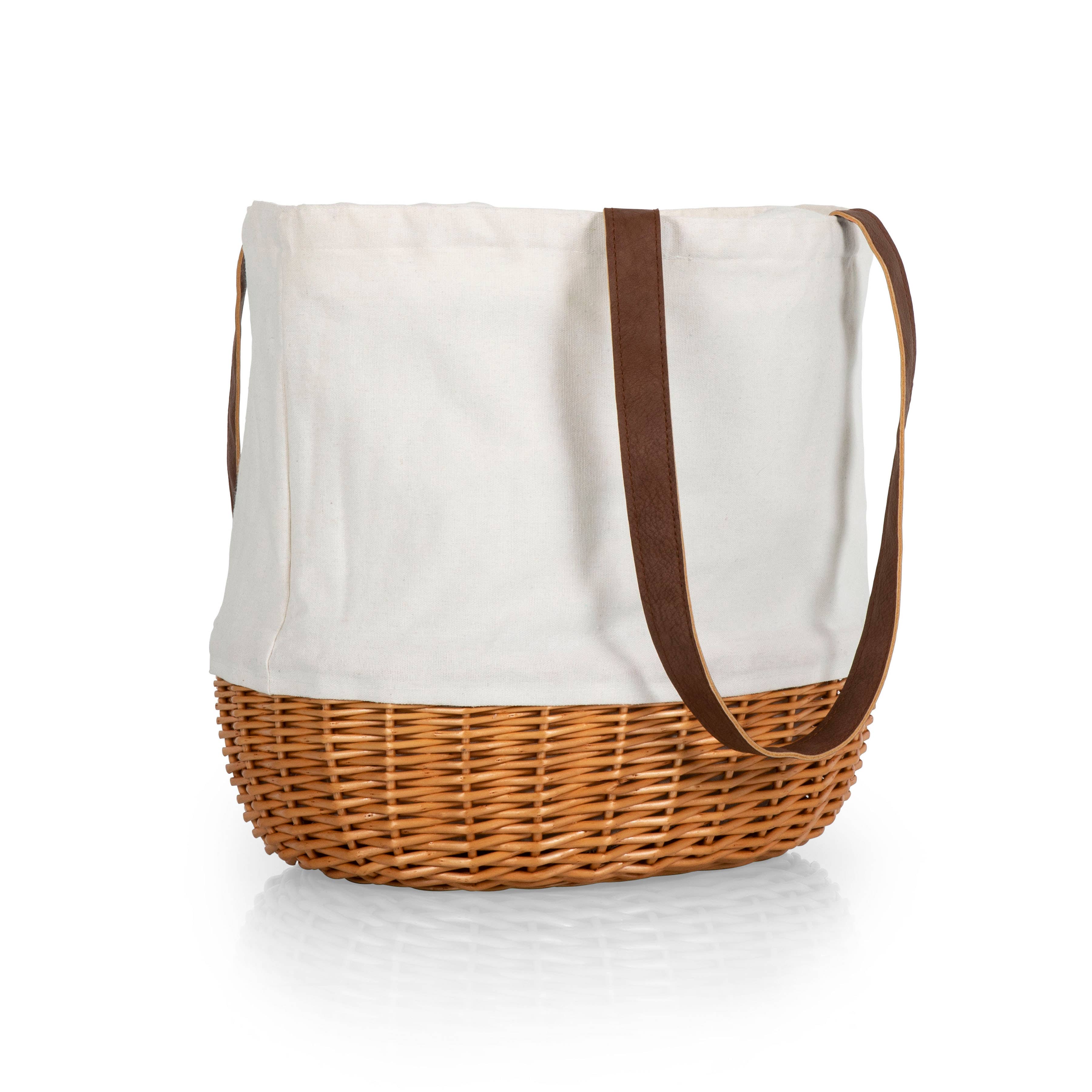 Coronado Canvas & Willow Basket Tote, White / Natural Willow