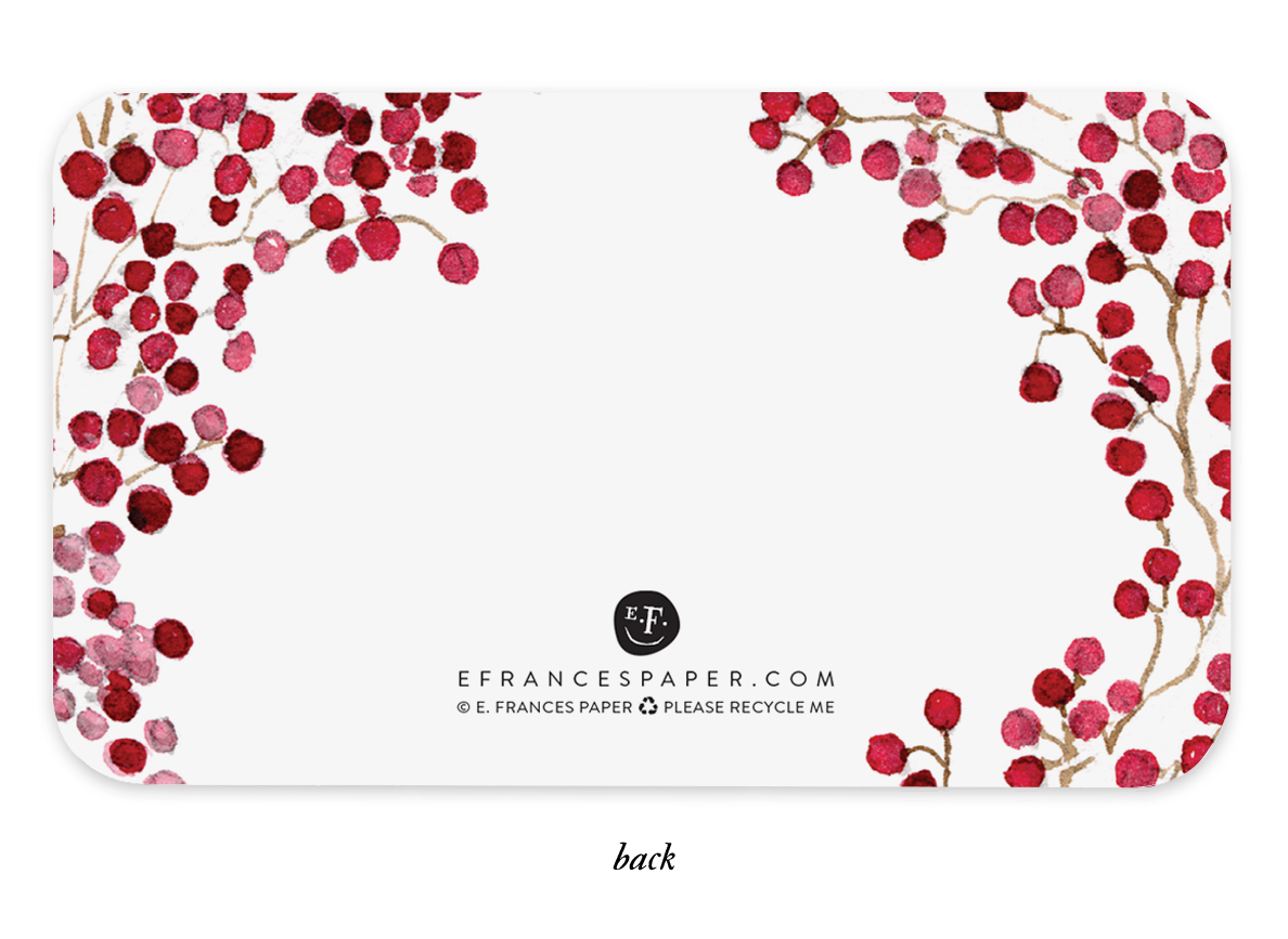 Place Cards, Red Berries - E. Frances Paper (85 cards, 3.5in x 2.5in)