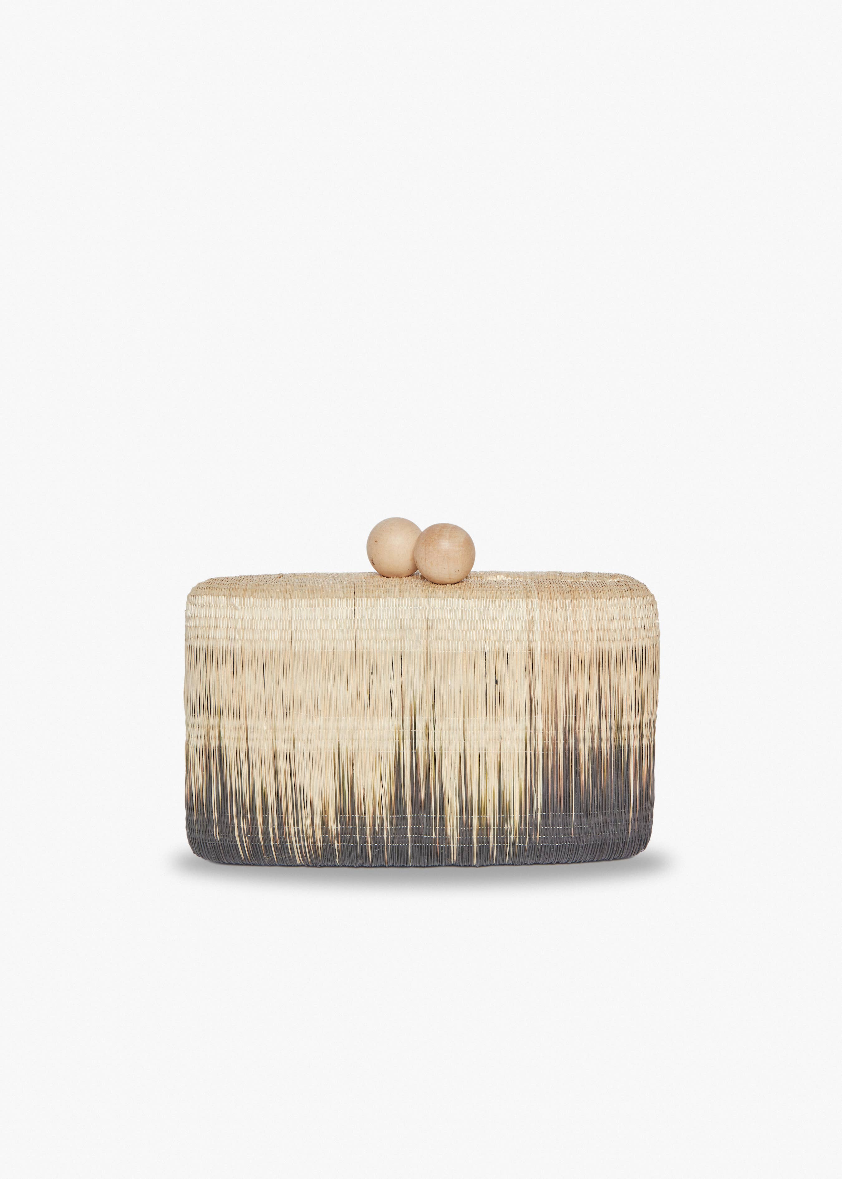 Akna Woven Straw Ombre Clutch - Kayu