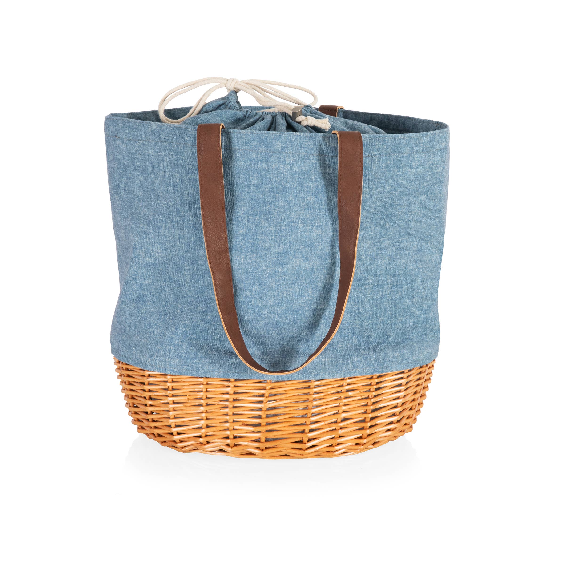 Coronado Canvas & Willow Basket Tote, Denim / Natural Base