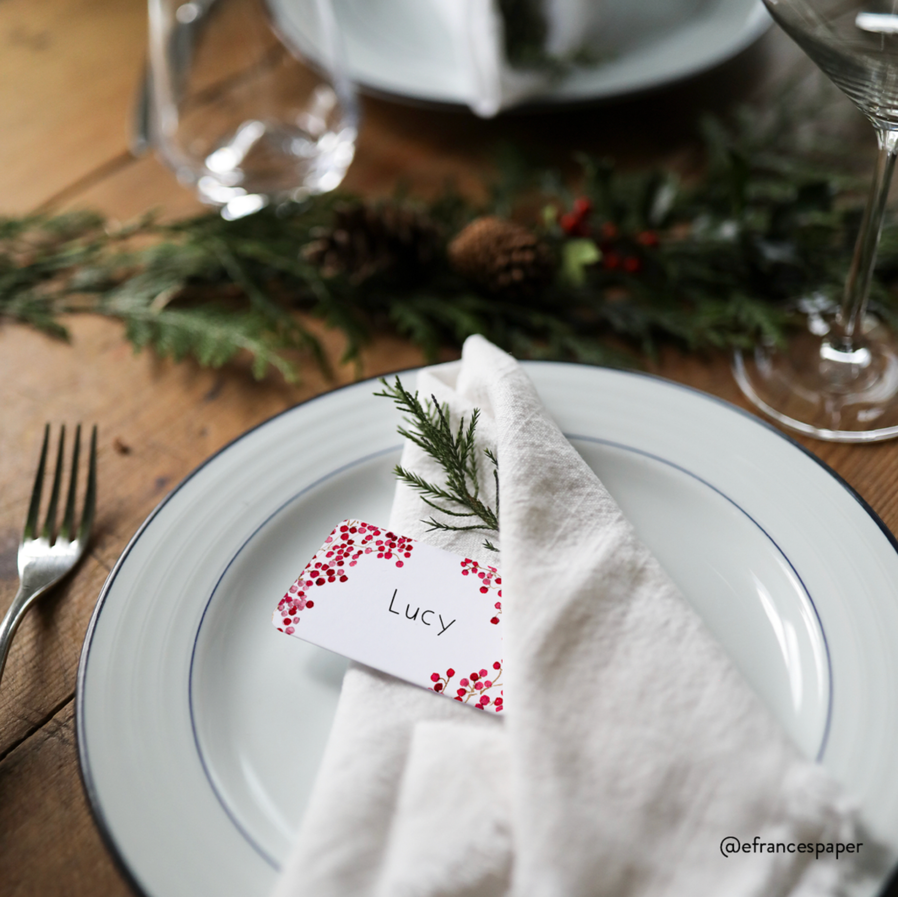 Place Cards, Red Berries - E. Frances Paper (85 cards, 3.5in x 2.5in)