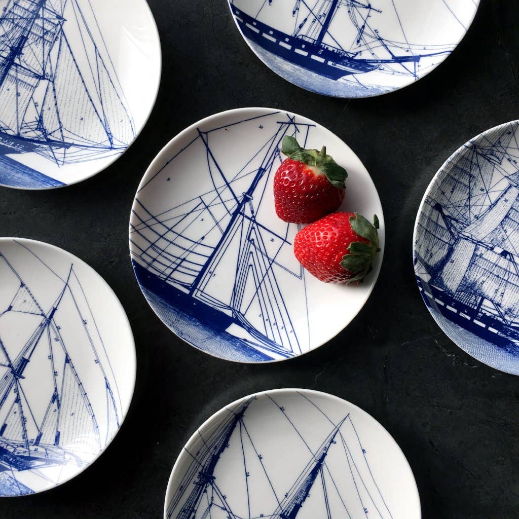 Blue Rigging Canapé Plates (Set of 4, Boxed) - Caskata (6.25in)