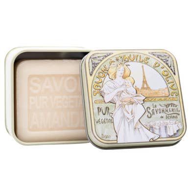 "Mucha 3" Almond Soap Tin - La Savonnerie de Nyons (3.5oz / 100g)
