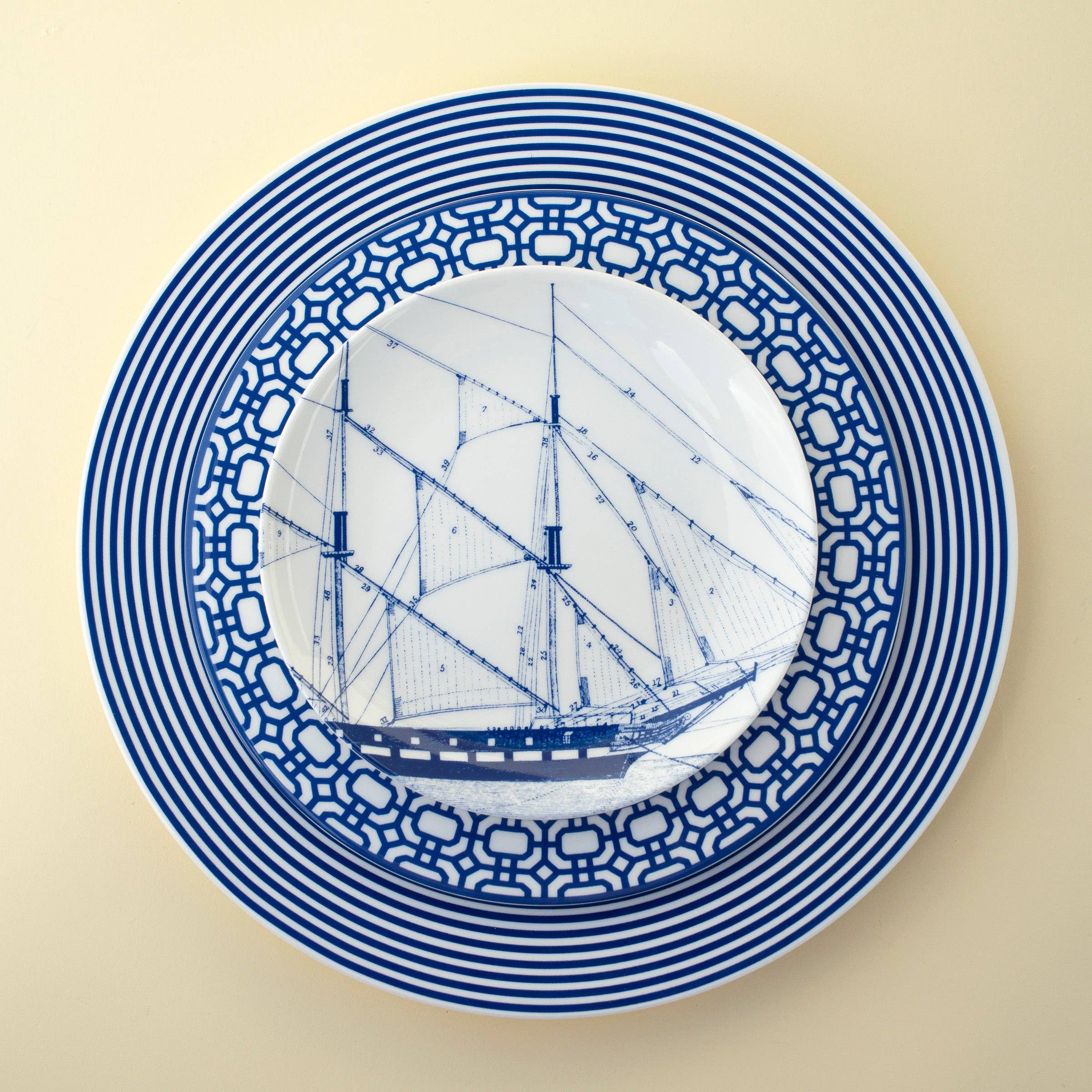 Blue Rigging Canapé Plates (Set of 4, Boxed) - Caskata (6.25in)