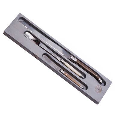 Breakfast Set, Linen in Grey Box - Jean Dubost Laguiole