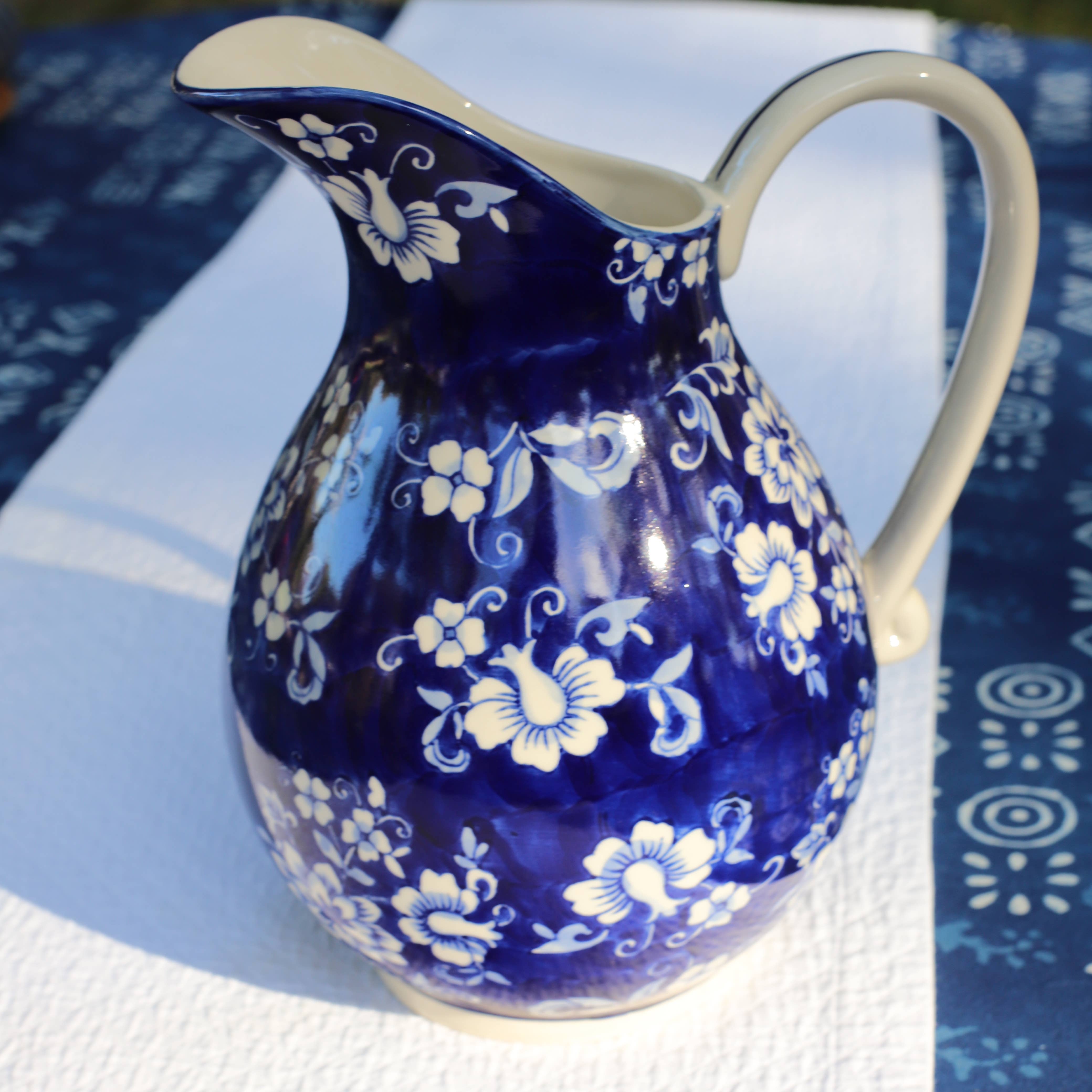 Blue Garden Pitcher