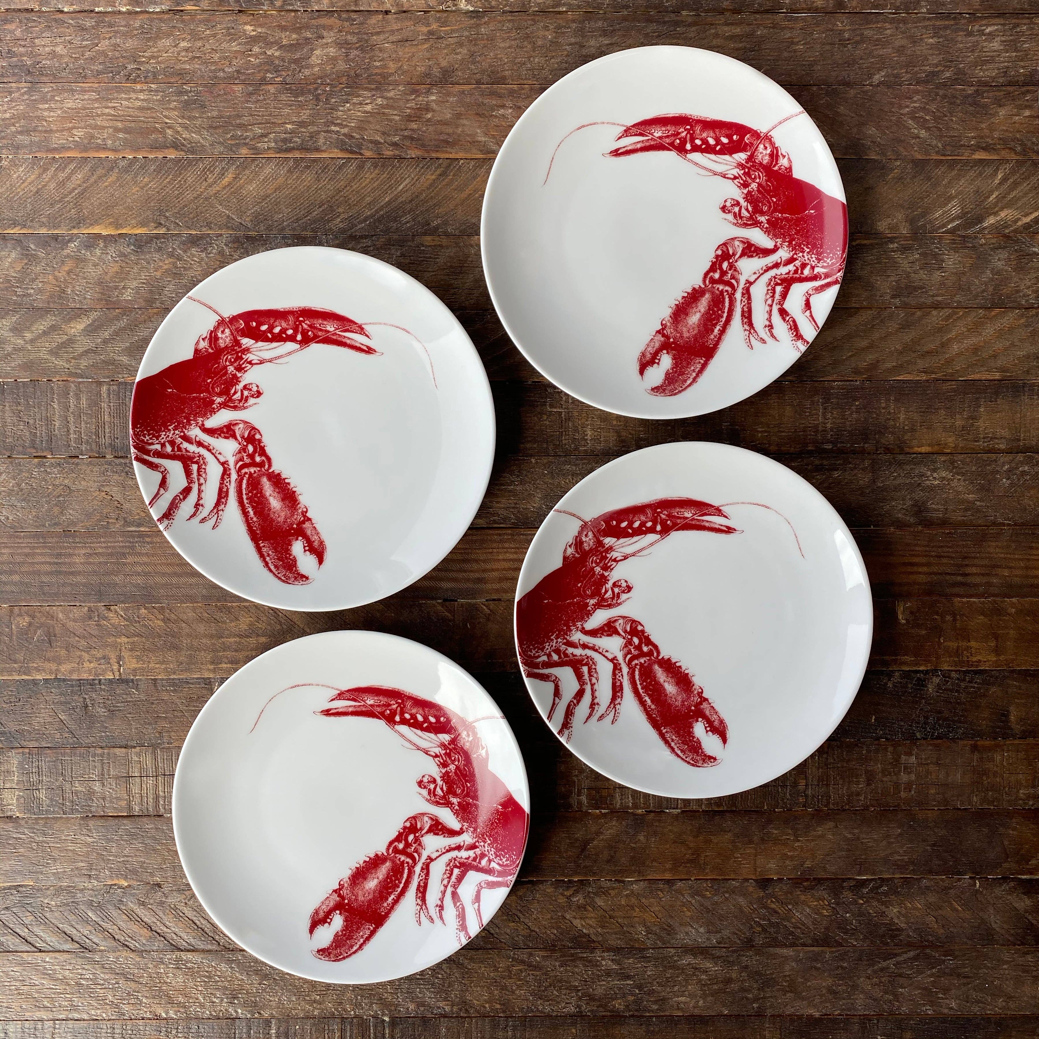 Red Lobster Canapé Plates (Set of 4, Boxed) - Caskata (6.25in)