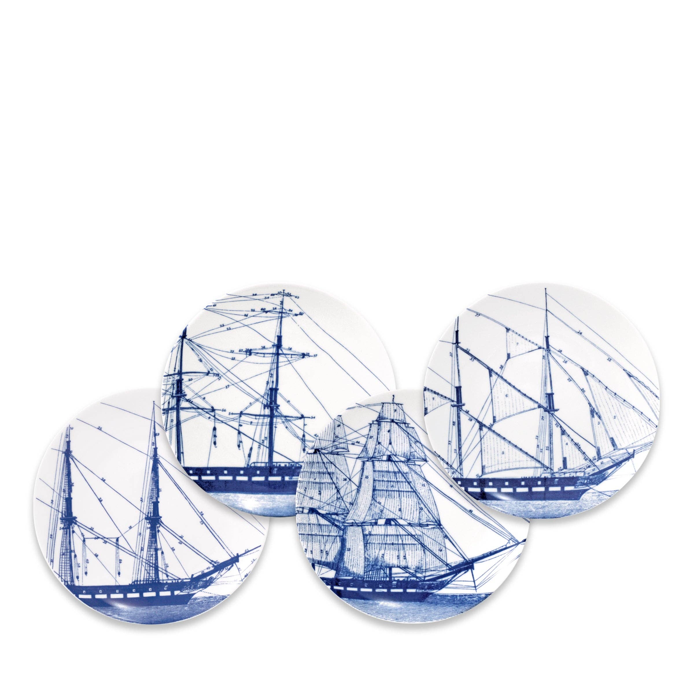 Blue Rigging Canapé Plates (Set of 4, Boxed) - Caskata (6.25in)