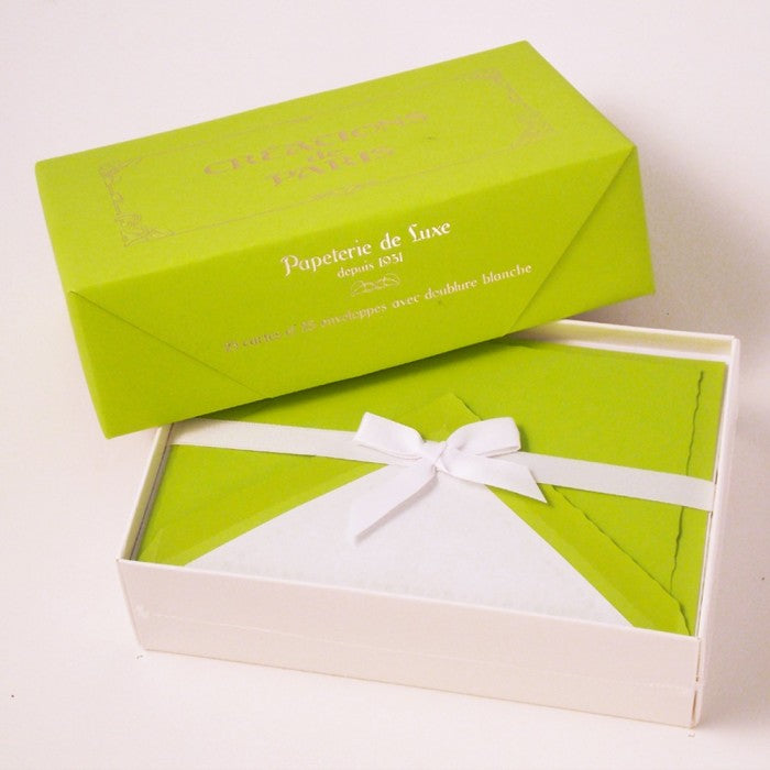 Deckle Edge Cards (Lime) with Lined Envelopes - Rossi 1931 (25 count)