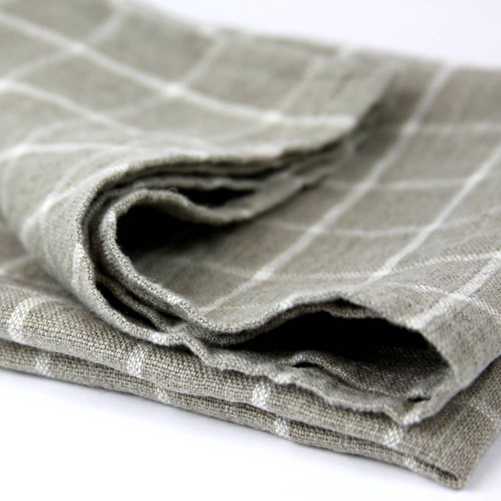 Natural Striped Linen Hand Towel, Stonewashed