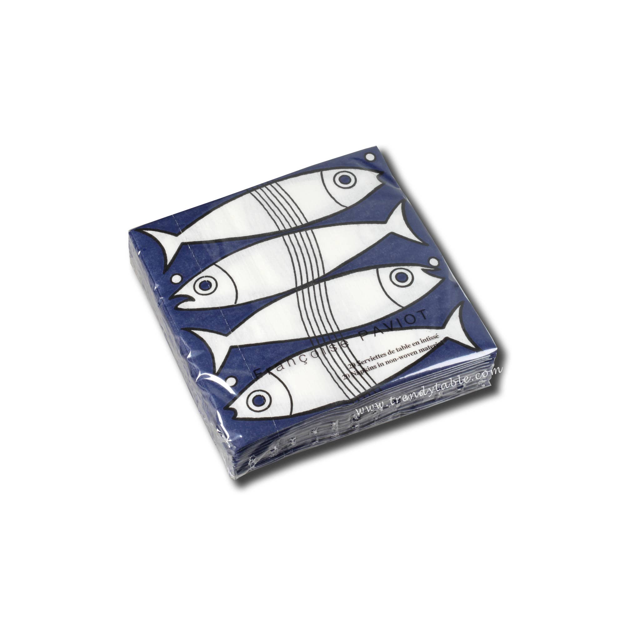 Cocktail Napkin, Fish  - Françoise Paviot (20 count, 5in sq)