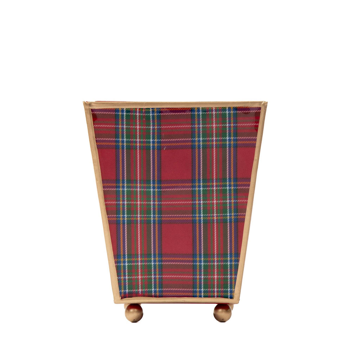 Cachepot, Tartan Plaid Enameled Square Planter - Jaye's Studio (4in)