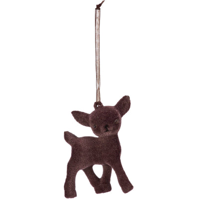 Flocked Deer Ornament Set