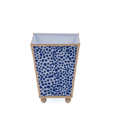 Shagreen Enameled Square Cachepot Planter, Blue & White (6-in)