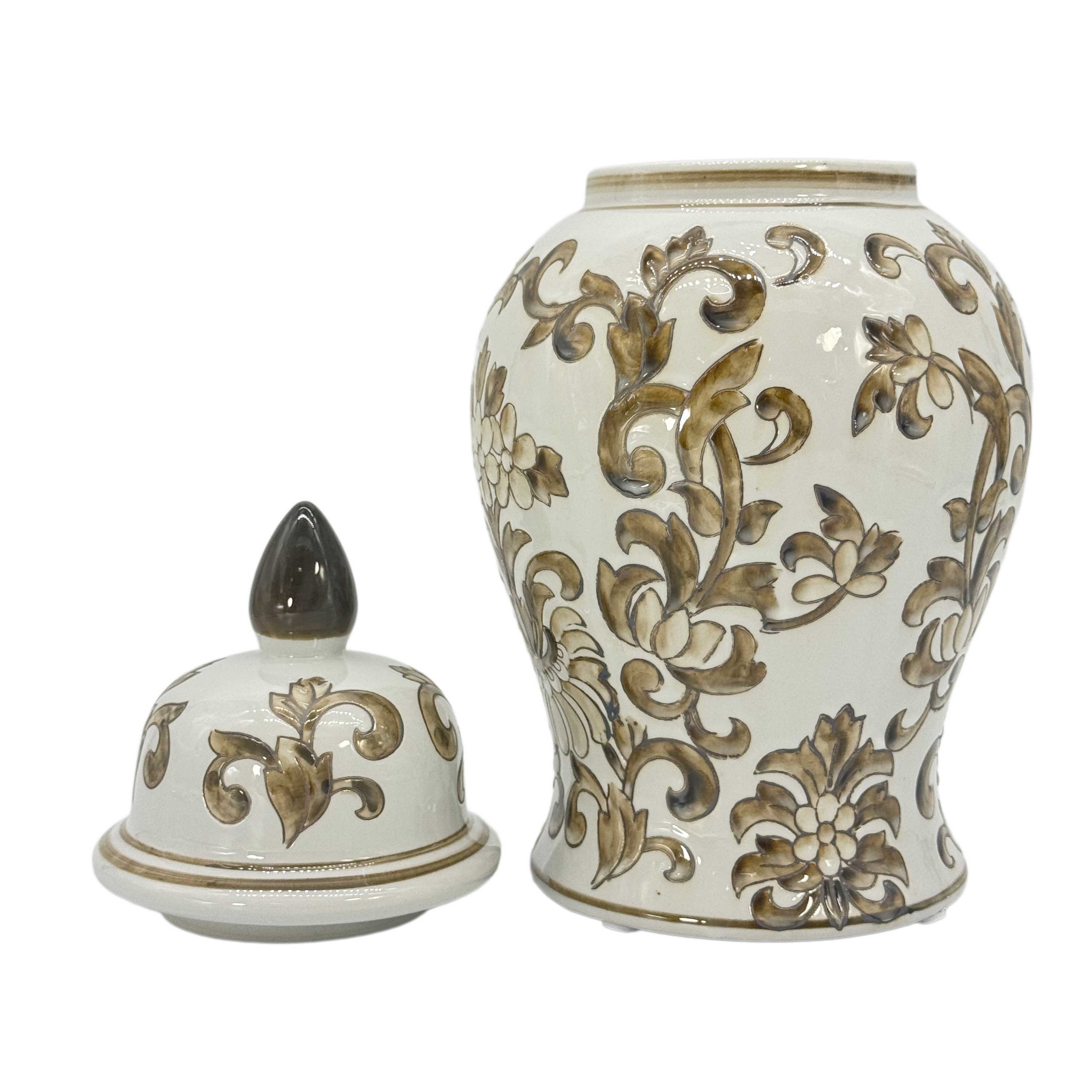 Green & White Chinoiserie Ginger Jar, 14in