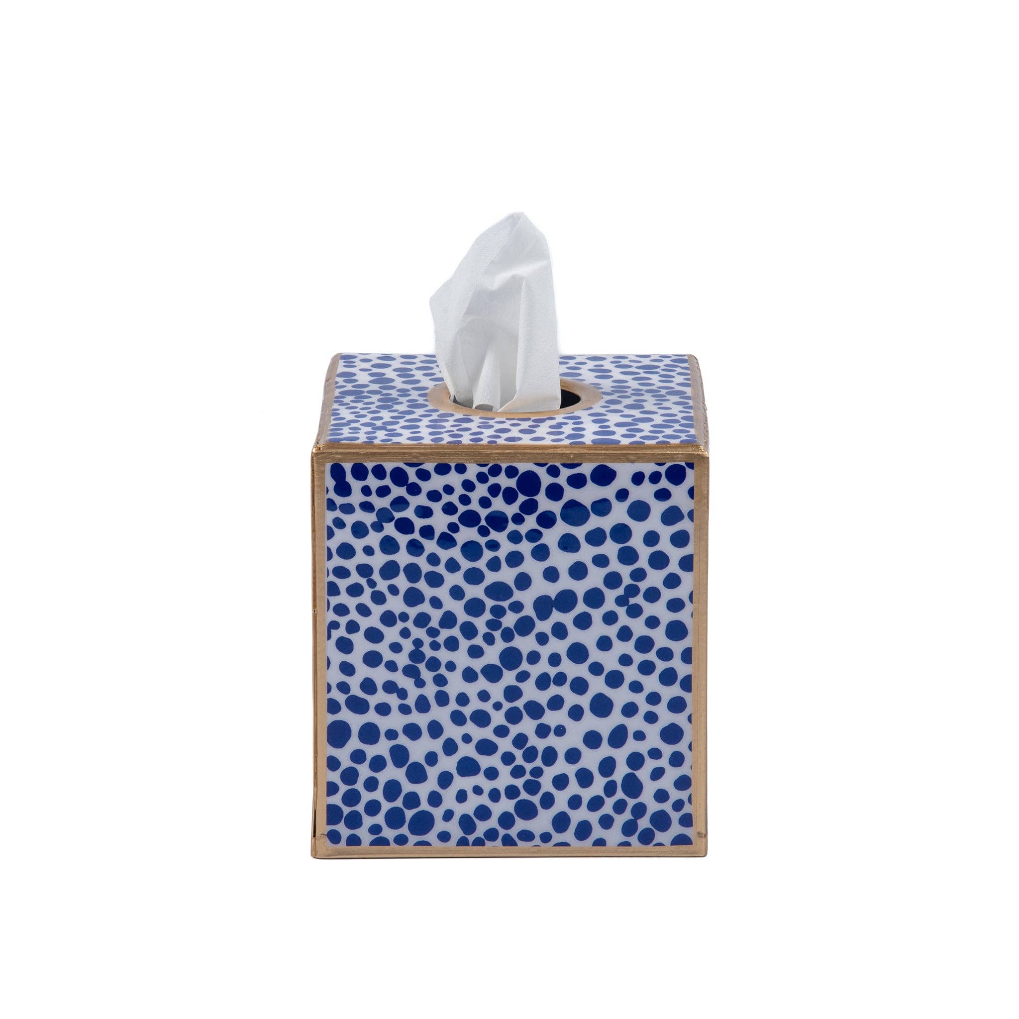 Shagreen Enameled Tissue Box Cover, Blue & White