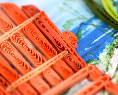 Card, Beach Adirondack Chairs - Quilling Card (6in sq)