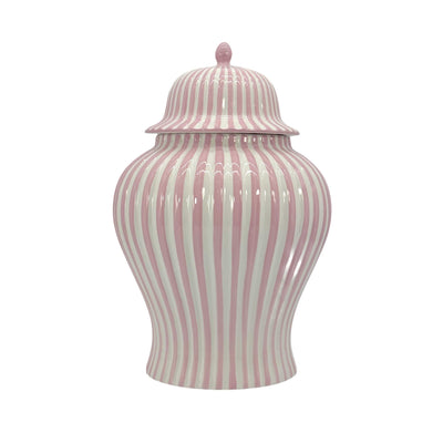 Pink & White Candy Cane Striped Ceramic Vase 18in
