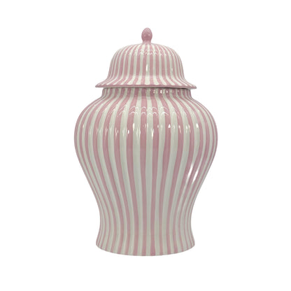 Pink & White Candy Cane Striped Ceramic Vase 18in