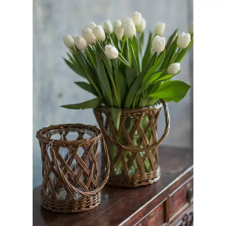 Glass & Wicker Vase (Large)