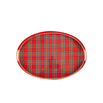 Tartan Plaid Enameled Olivia Tray - Jaye's Studio (Oval 14in x 20in)