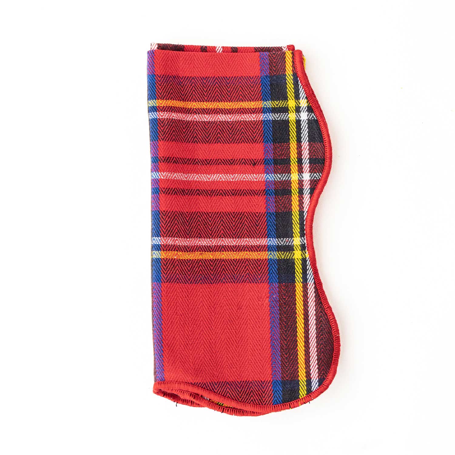 Red Plaid Scalloped Dinner Napkin, Set of 6 (18in sq)