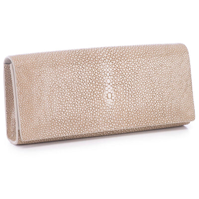 Cleo Shagreen Clutch, Coffee