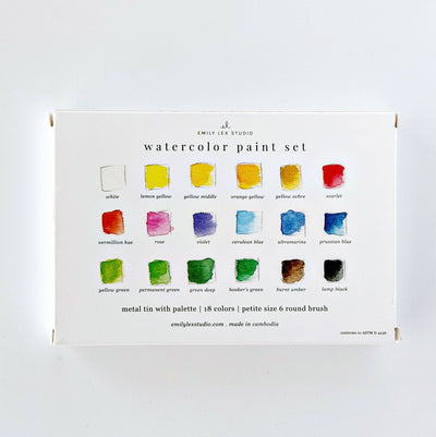 Watercolor Paint Set, 18 Colors with Brush