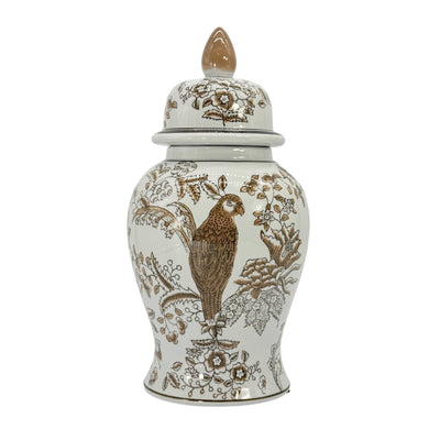 Dark Blue & White Chinoiserie Ginger Jar, 14in