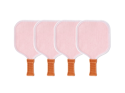 Pink Pickleball Paddle Linen Cocktail Napkins (Set of 4)