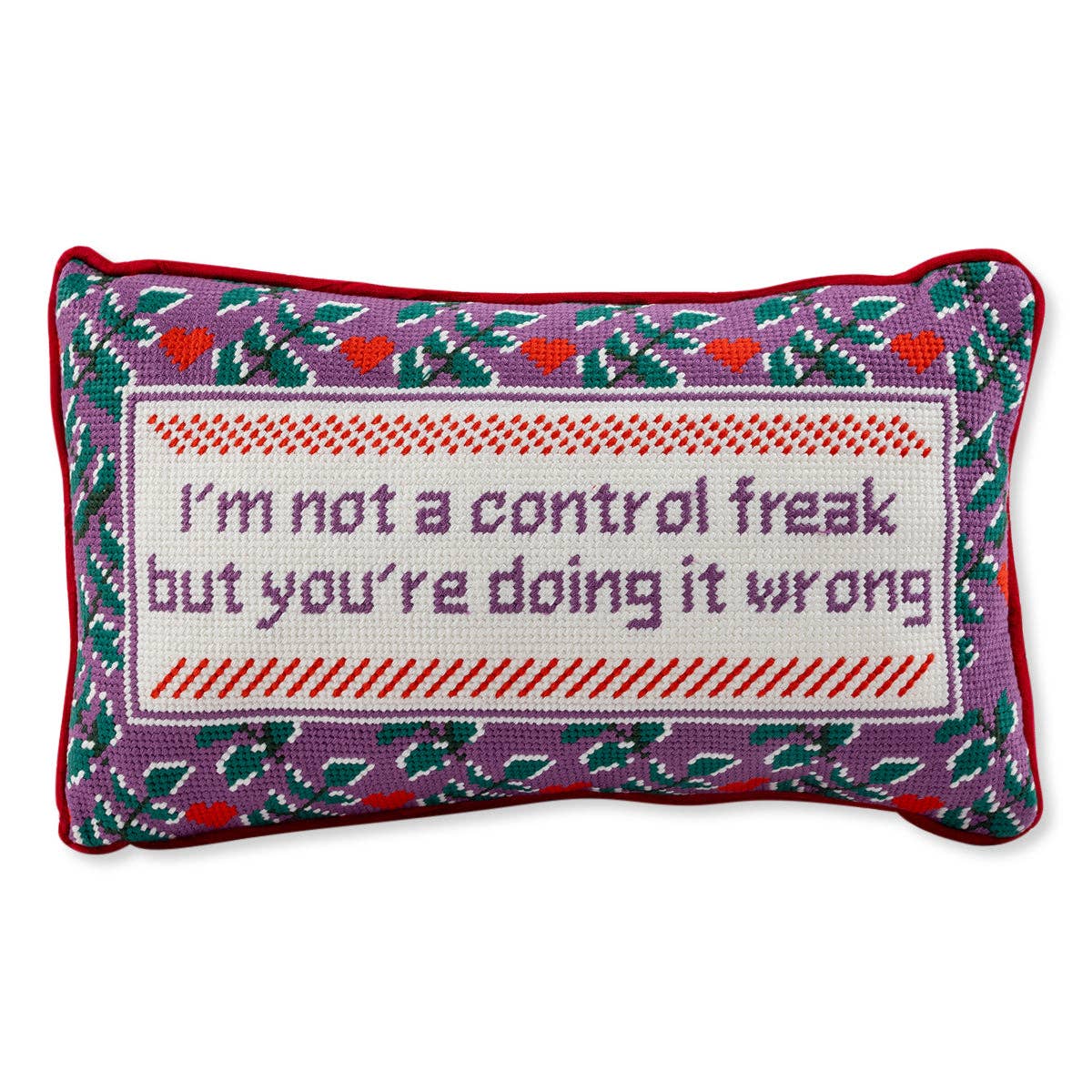 Pillow, 'Control Freak' Needlepoint - Furbish Studio (9in x 15in)