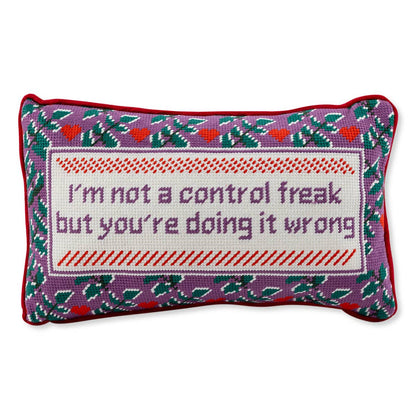 Pillow, 'Control Freak' Needlepoint - Furbish Studio (9in x 15in)