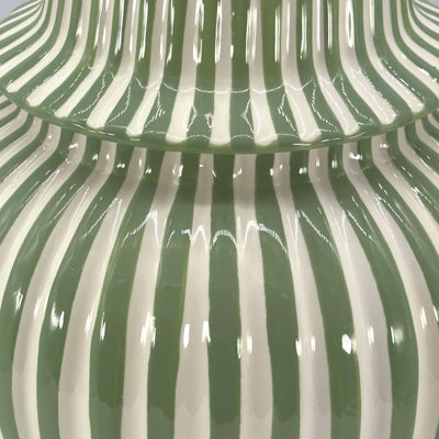 Green & White Candy Cane Striped Ceramic Vase, 18in