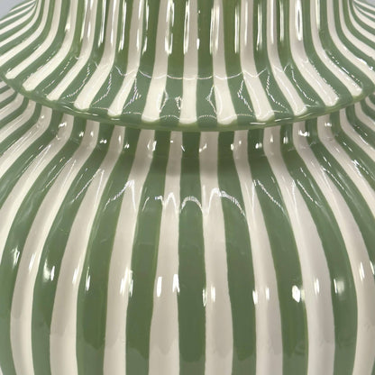 Green & White Candy Cane Striped Ceramic Vase, 18in