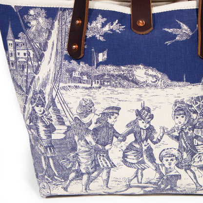 Seaside Toile Mini Tote-Sapphire - General Knot & Co.