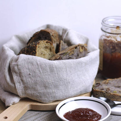 Natural Linen Bread Bag, Stonewashed