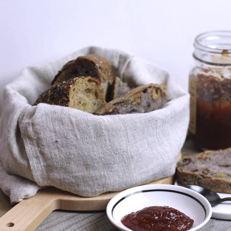 Natural Linen Bread Bag, Stonewashed